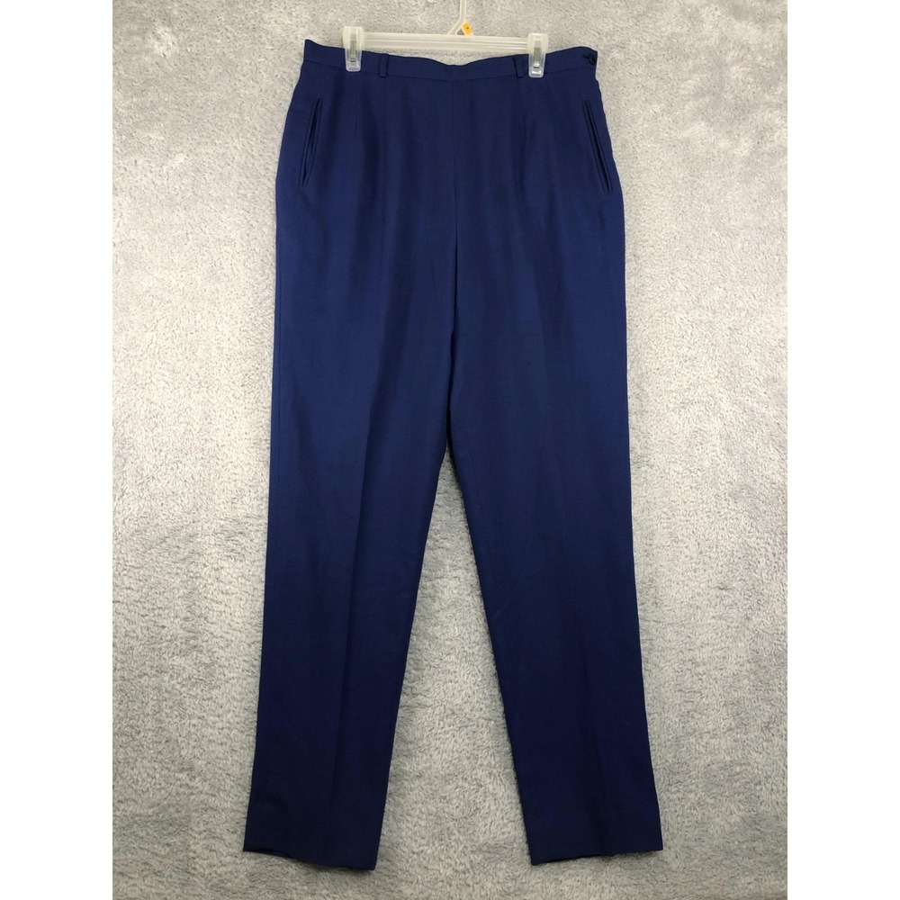 VTG Talbots Pants Women 16 (34x31) Blue Made in Japan 100% Wool Pleated Lined